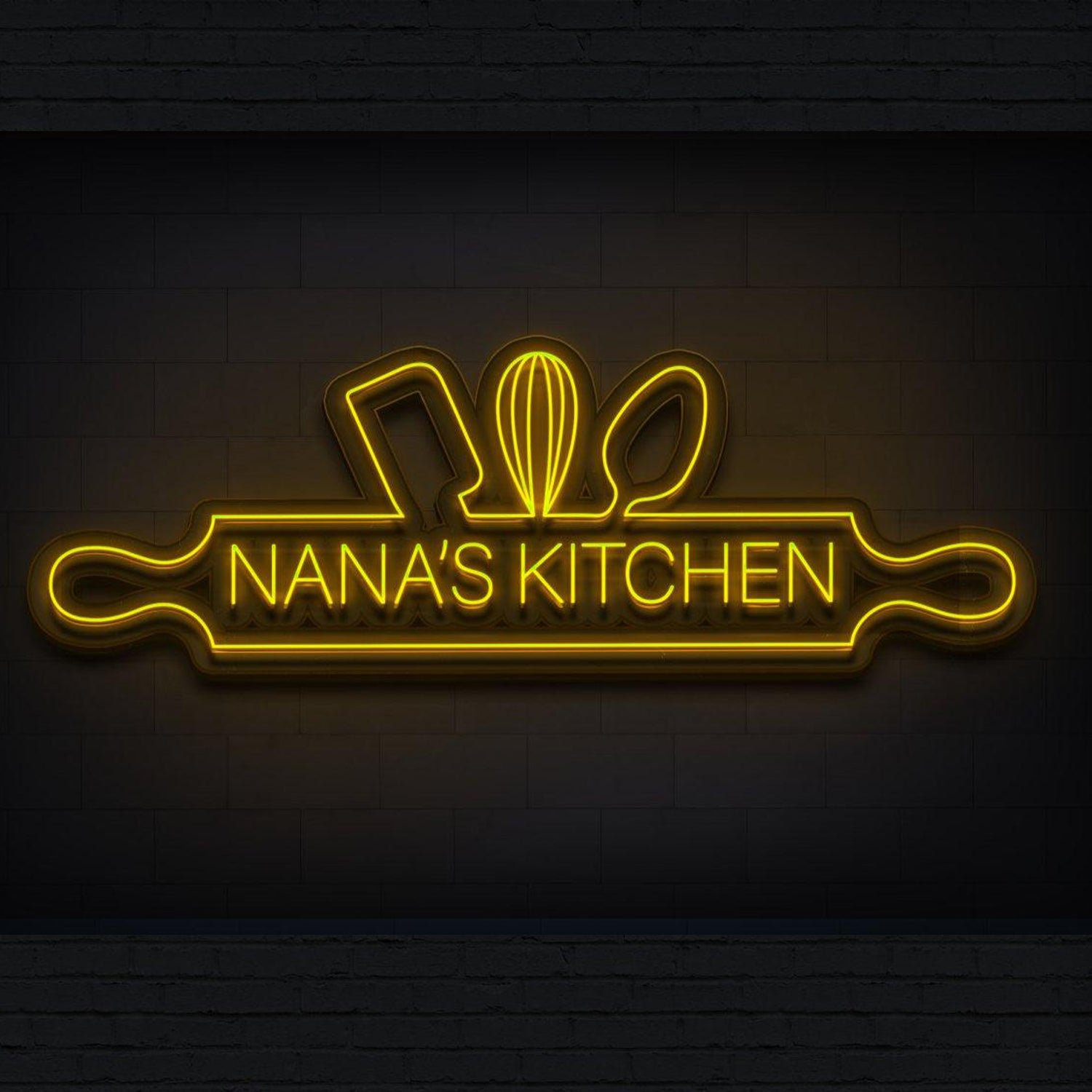 Nanas Kitchen Bright Yellow Led Neon Sign With Utensils For Home Or Cafe | Shineneon