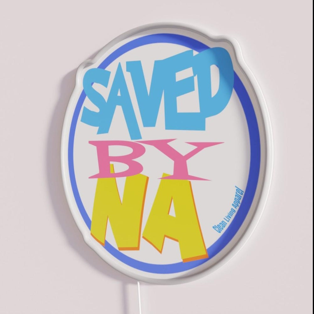 Narcotics Saved By Na 80s 90s Logo Gifts Rgb Led Neon Sign - Neon sign mounted on wall in room