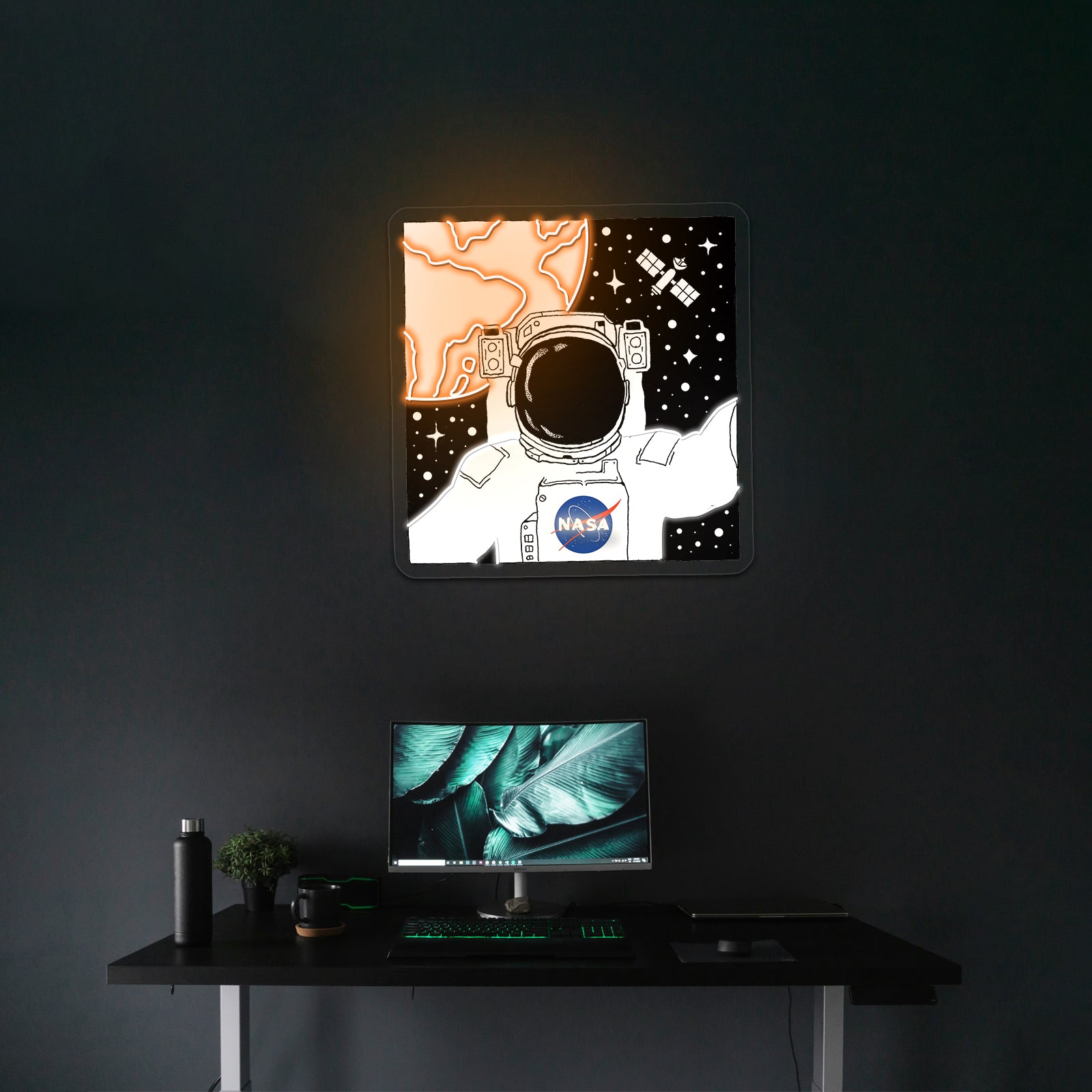 Nasa Astronaut Selfie In Space Artwork Neon Halloween Sign