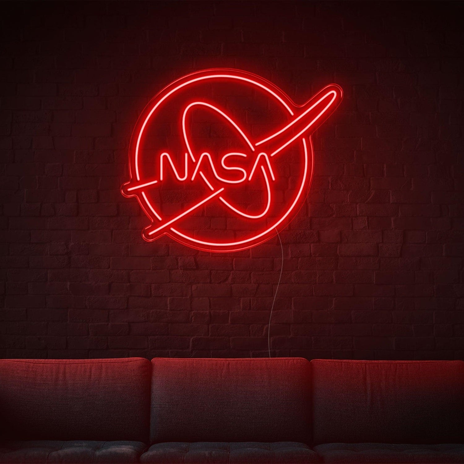 Nasa White Oval Led Neon Sign For Modern Tech Decor | Shineneon