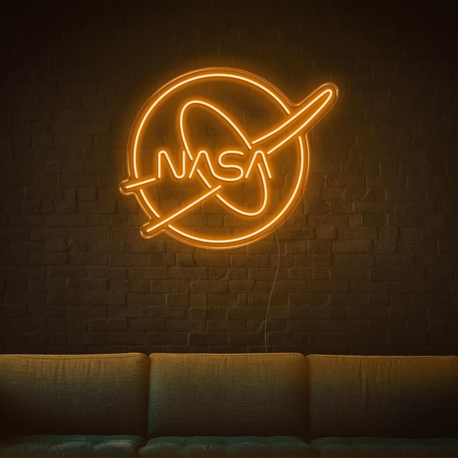 Nasa White Oval Led Neon Sign For Modern Tech Decor | Shineneon