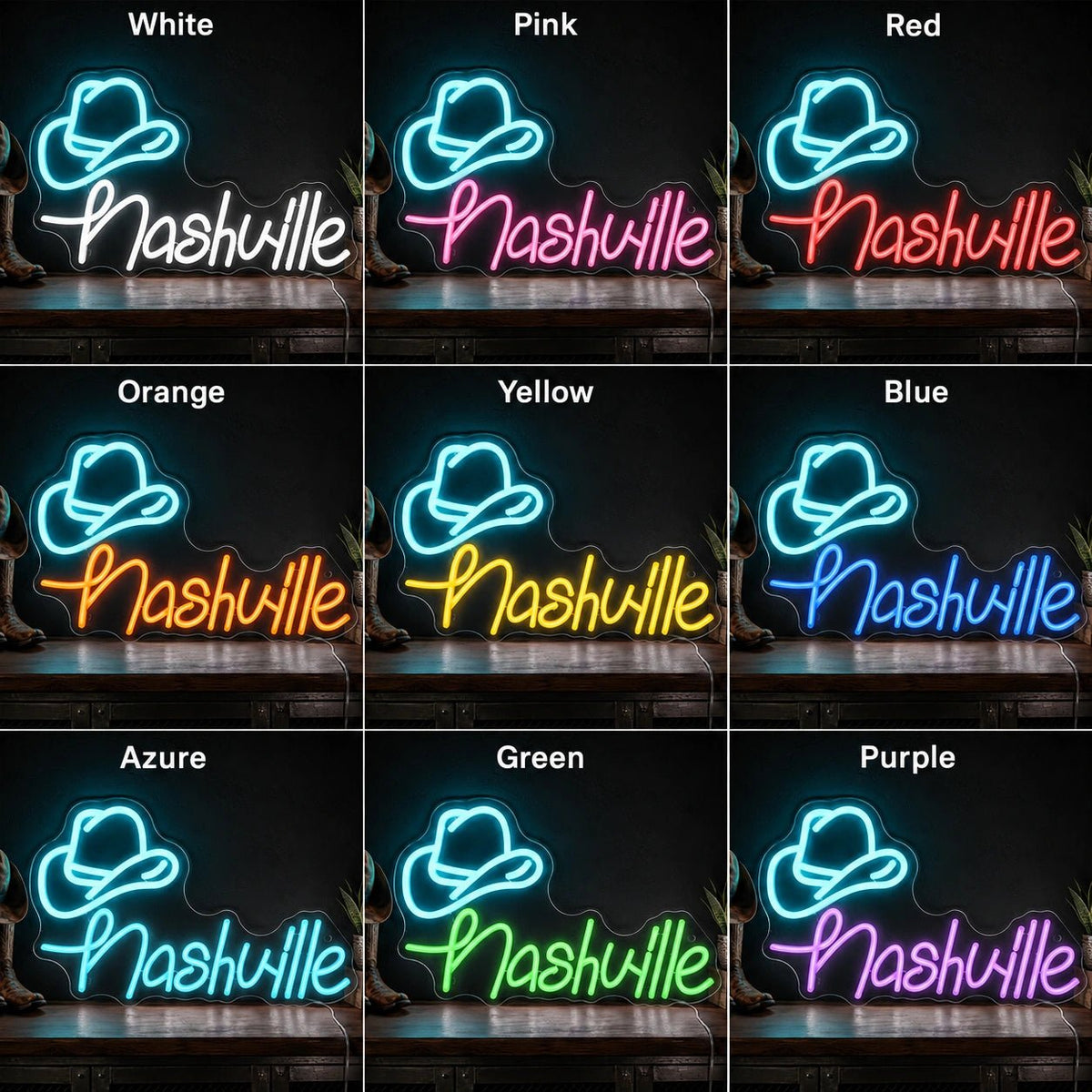 Nashville Cowboy Hat LED Neon Sign - Shineneon