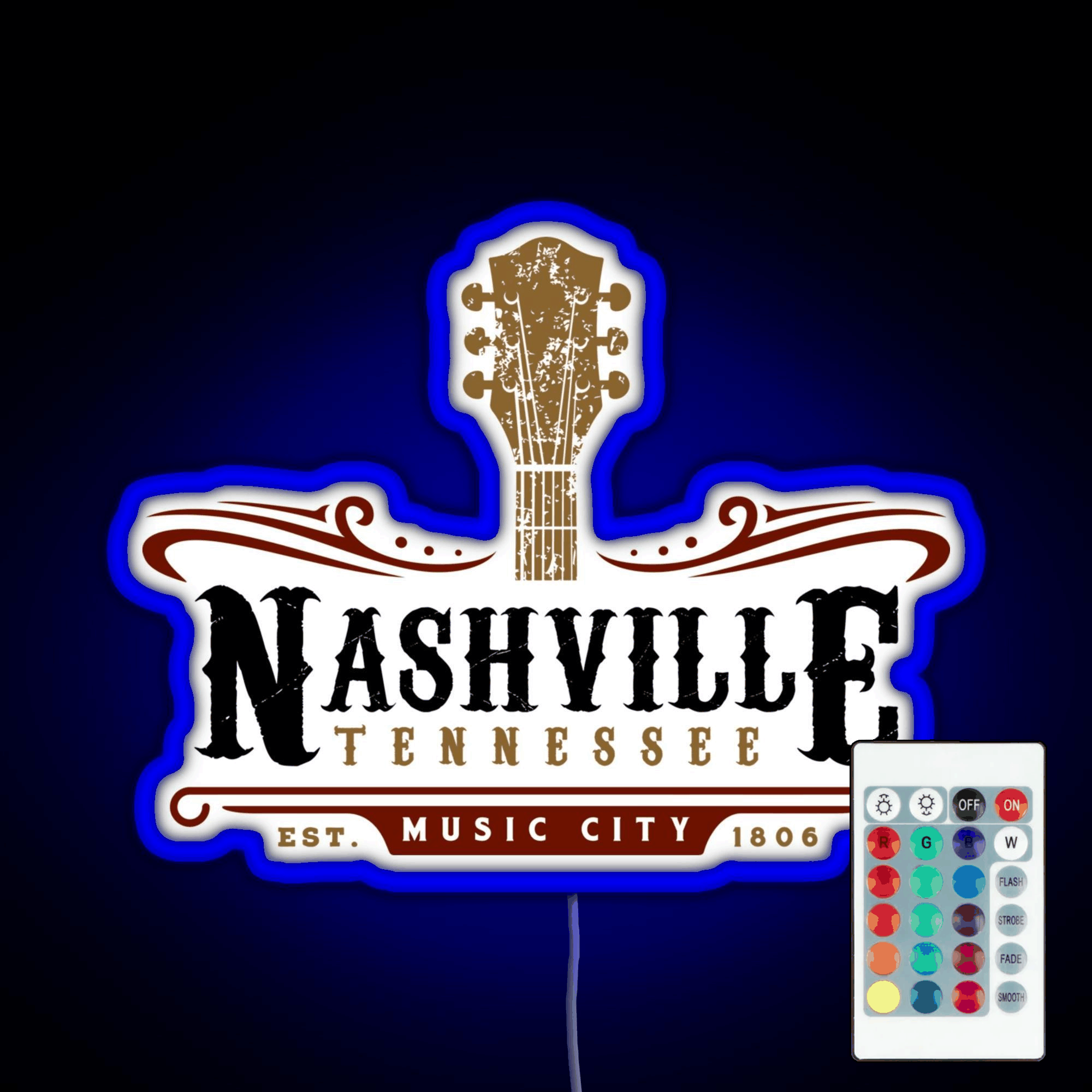 Nashville Tennessee Music City Gift Rgb Led Neon Sign Pop Wall Art