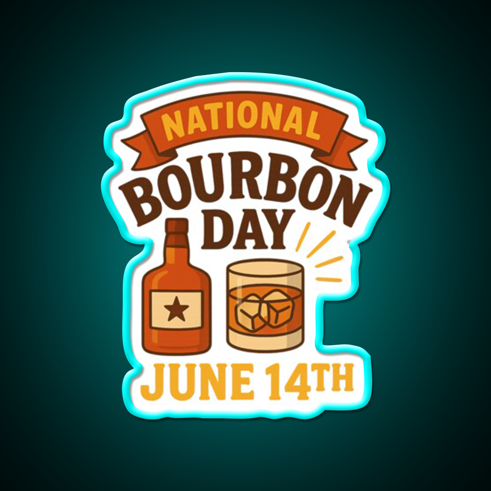 National Bourbon Day June 14Th Whiskey Drink Bar Led Neon Sign Rgb Color