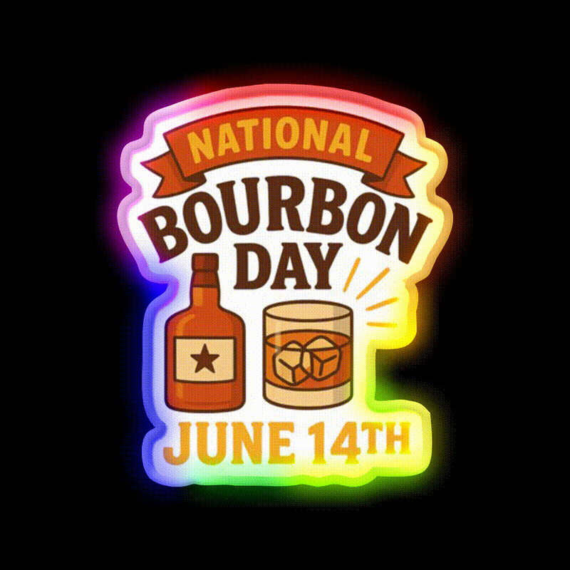 National Bourbon Day June 14Th Whiskey Drink Bar Led Neon Sign Rgb Color