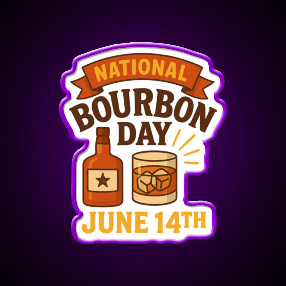 National Bourbon Day June 14Th Whiskey Drink Bar Led Neon Sign Rgb Color - Shineneon