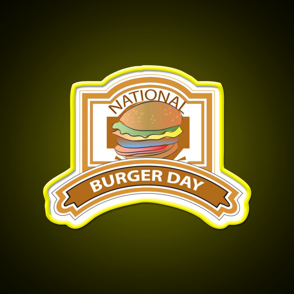 National Burger Day Sign Snack Food Led Neon Sign Rgb Color - Custom LED neon sign front view