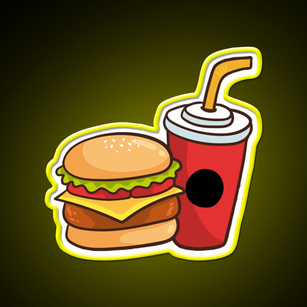 National Fast Food Day Fast Food Led Neon Sign For Burger Place Rgb Color - Custom LED neon sign front view