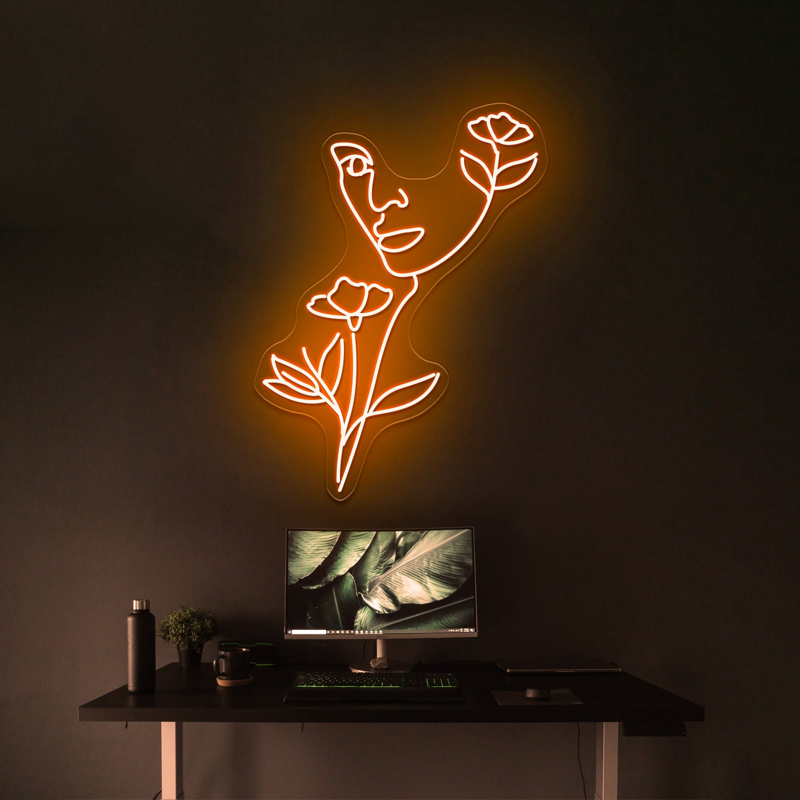 Nature Woman Head Line Art Female Face Art Print Wall Artwork Neon Signs | Shineneon