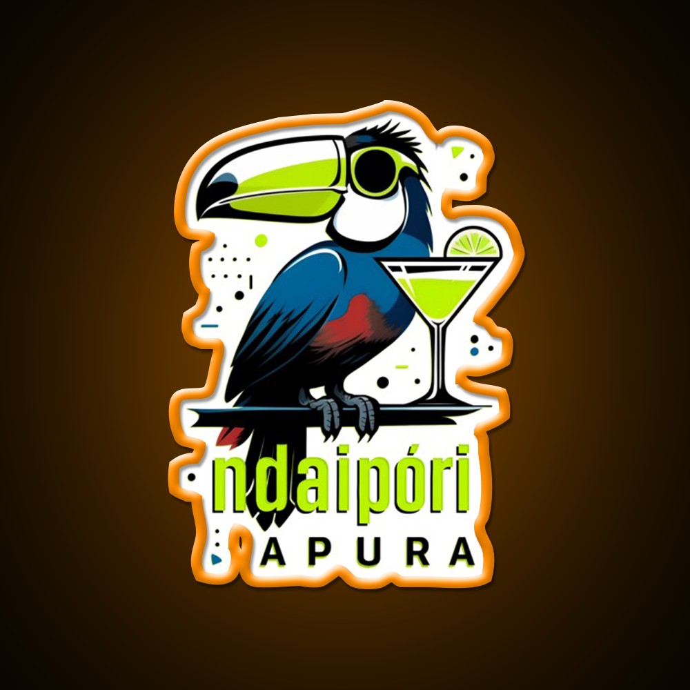 Ndaipori Apura No Rush Toucan With Cocktail Man Cave Bar Led Neon Sign Rgb Color