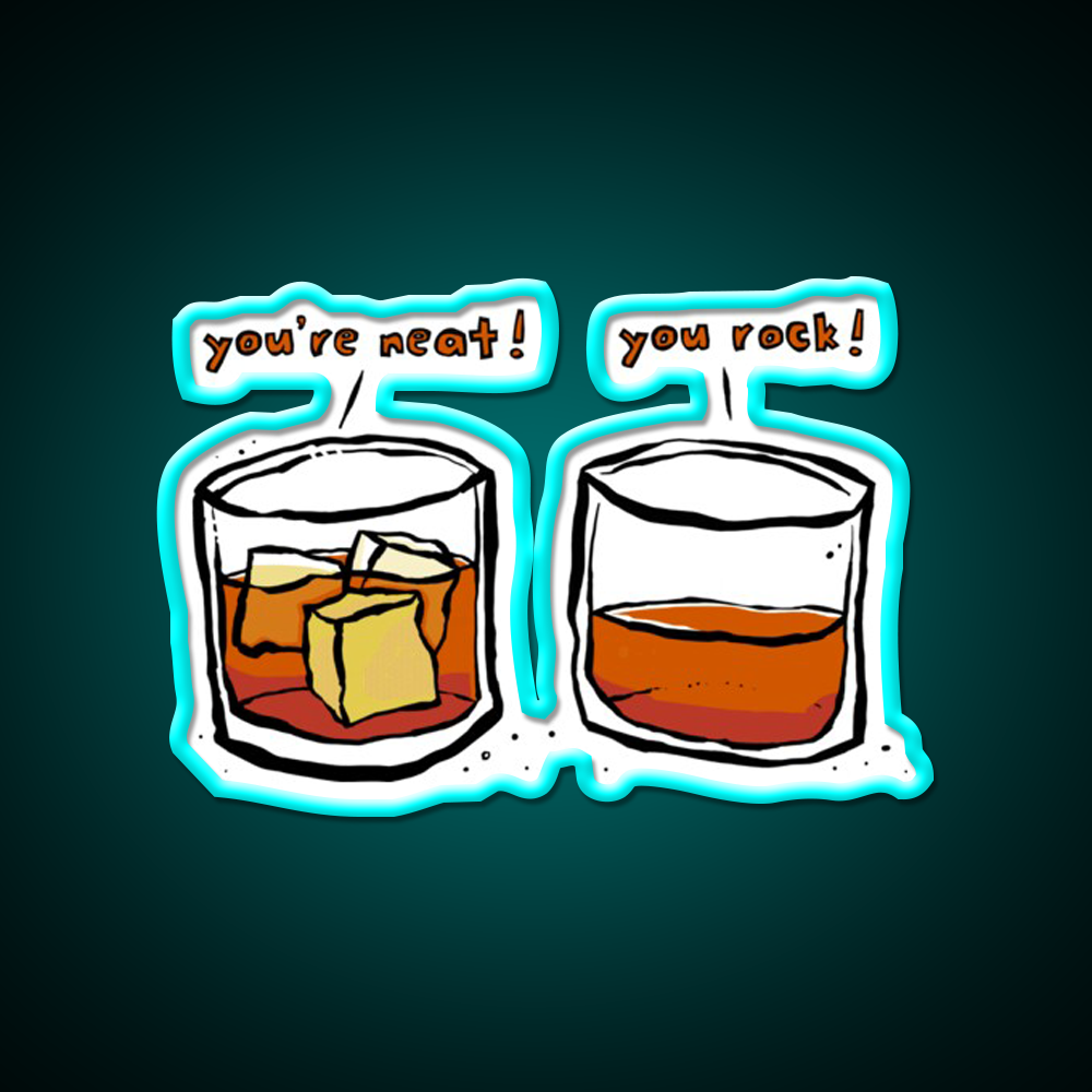 Neat Rocks Whiskey Drink Bar Led Neon Sign Rgb Color