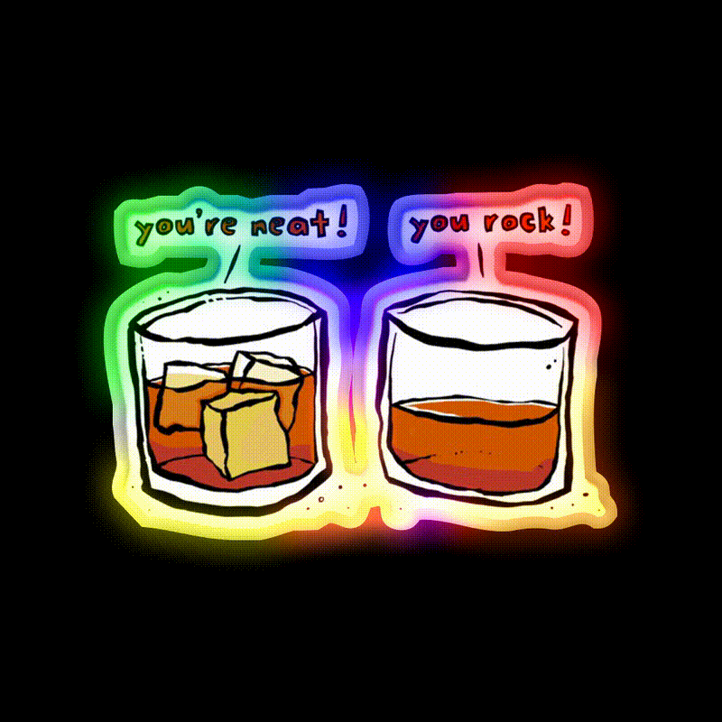 Neat Rocks Whiskey Drink Bar Led Neon Sign Rgb Color