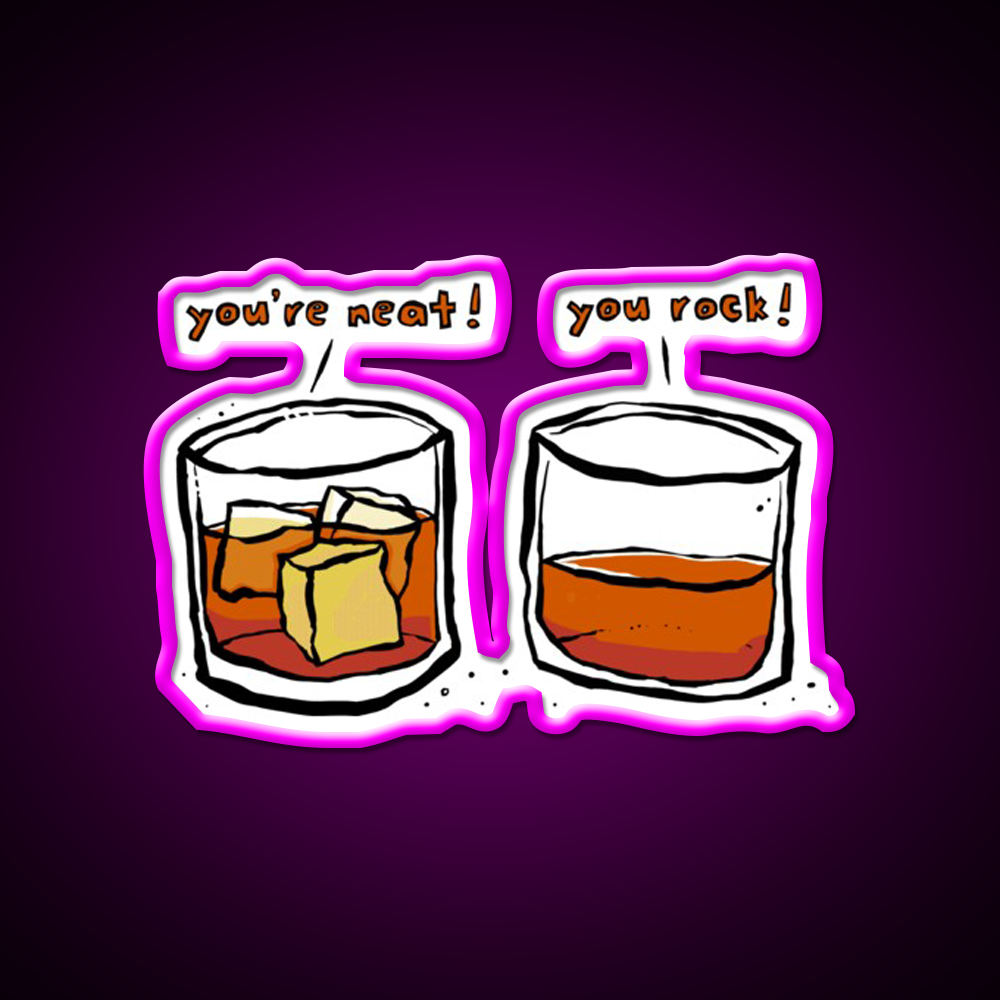 Neat Rocks Whiskey Drink Bar Led Neon Sign Rgb Color