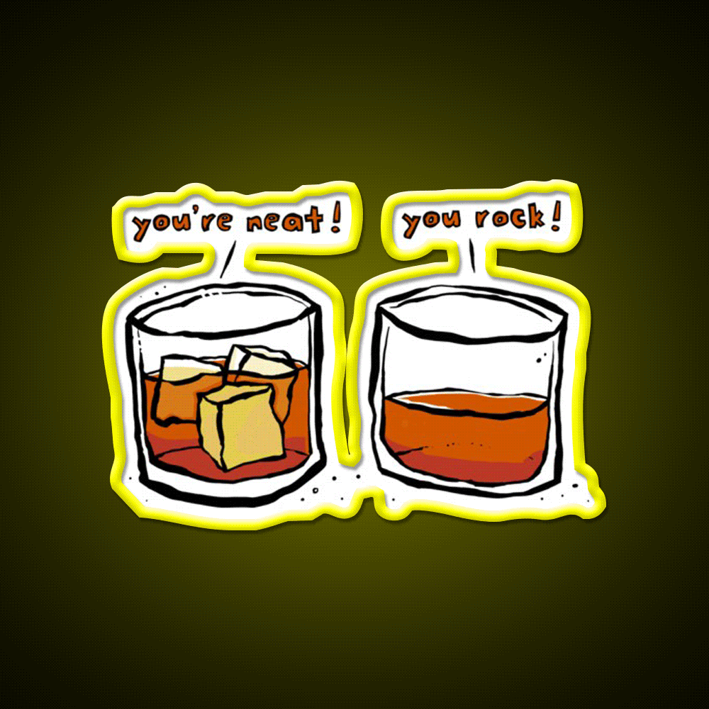 Neat Rocks Whiskey Drink Bar Led Neon Sign Rgb Color