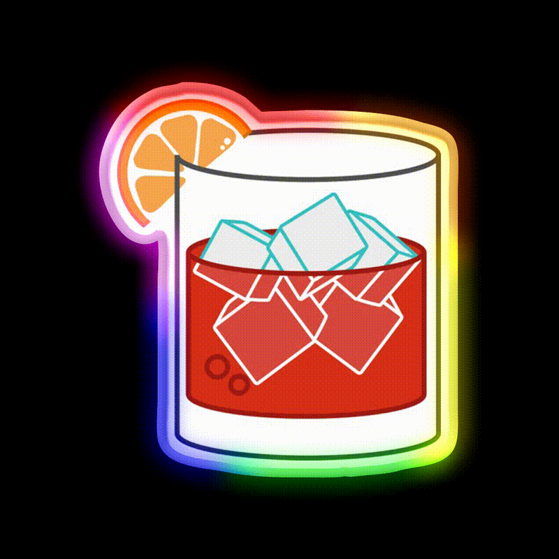 Negroni Cocktail Bar Decor Led Neon Sign Drink Lounge Art Rgb Color - LED neon sign close-up detail