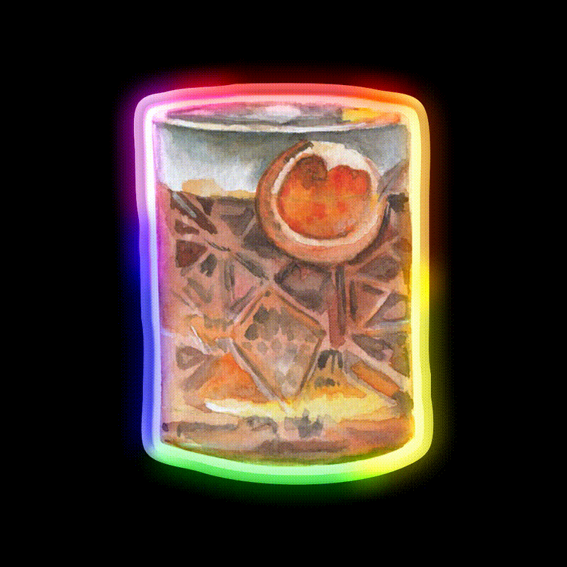 Negroni Cocktail Glass Cocktail Bar Decor Led Neon Sign Neon Party Sign Rgb Color - LED neon sign close-up detail