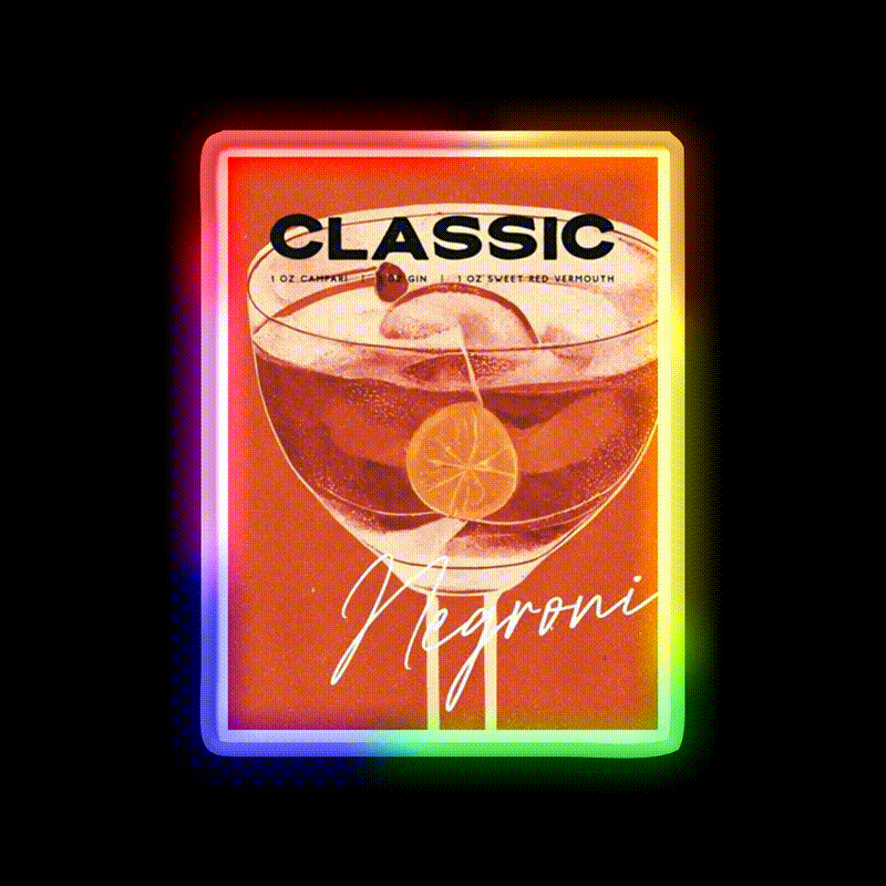 Negroni Retro Cocktail Vintage Drinks Cocktail Bar Decor Led Neon Sign Rgb Color - LED neon sign close-up detail