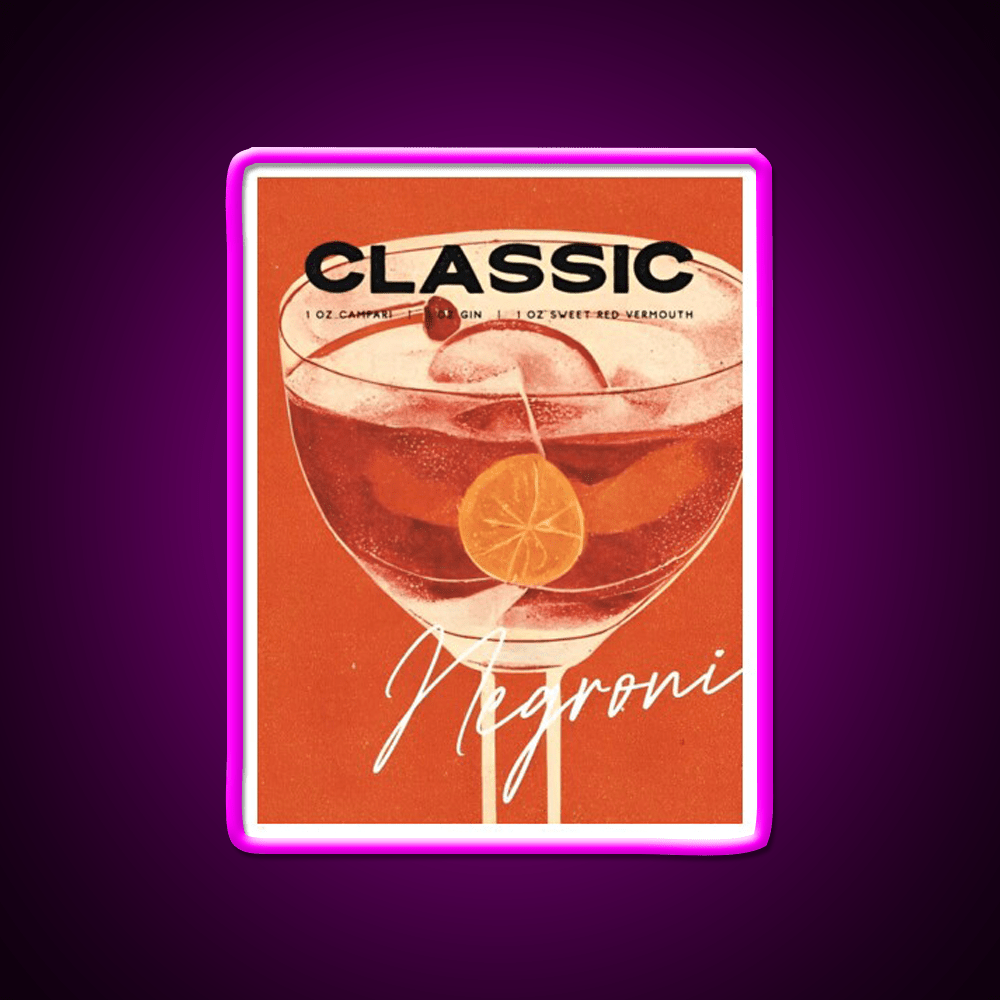 Negroni Retro Cocktail Vintage Drinks Cocktail Bar Decor Led Neon Sign Rgb Color - Shineneon