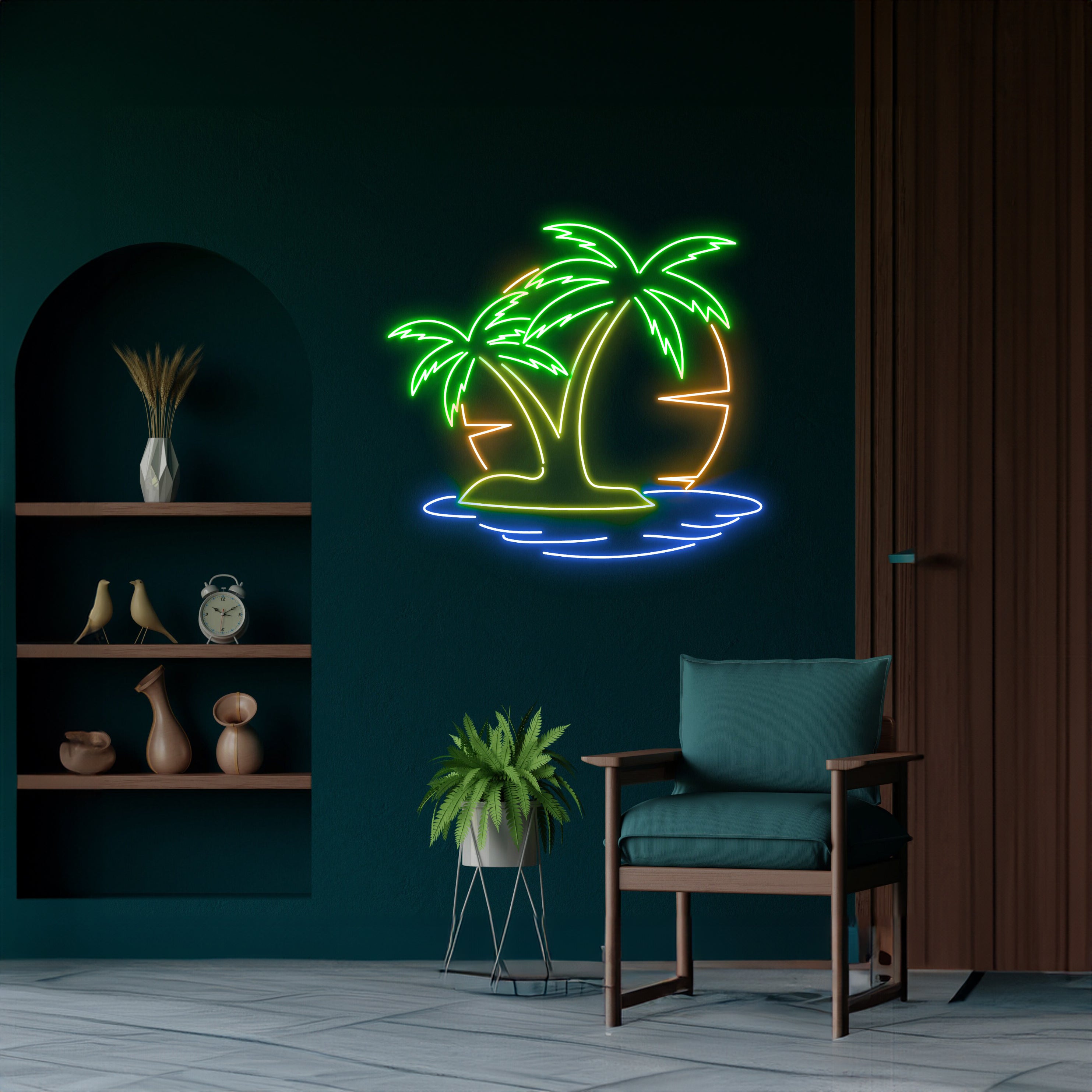 Neon Sign Wall Art Palm Tree And Sunset Kids Room Decoration | Shineneon