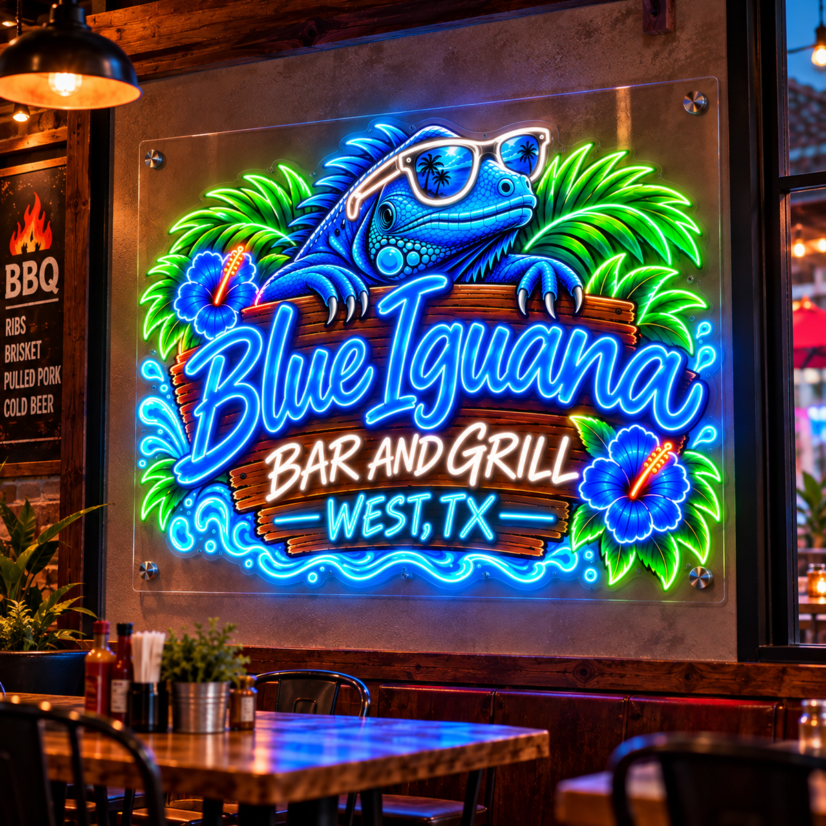 Blue Iguana Bar and Grill Custom LED Neon Sign
