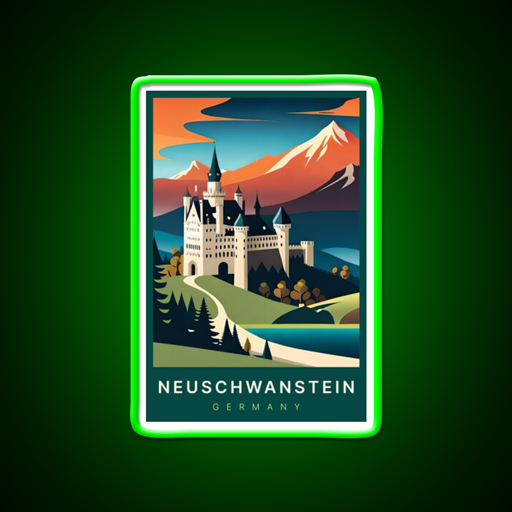 Neuschwanstein Germany Digital Art Illustration Beer Bar Decor Led Neon Sign Rgb Color - LED neon sign view 8