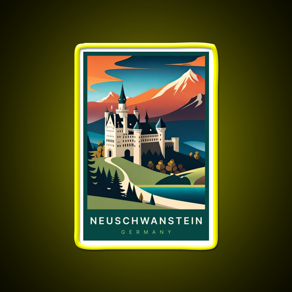 Neuschwanstein Germany Digital Art Illustration Beer Bar Decor Led Neon Sign Rgb Color - LED neon sign view 7