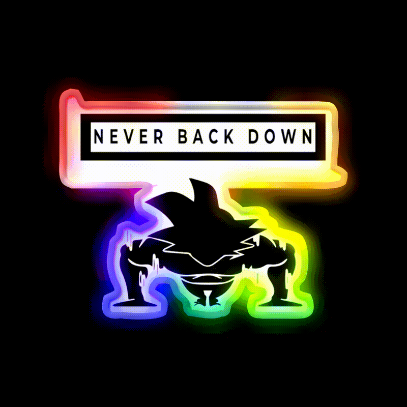 Never Back Down Sport Motivation Gym Fitness Led Neon Sign Rgb Color