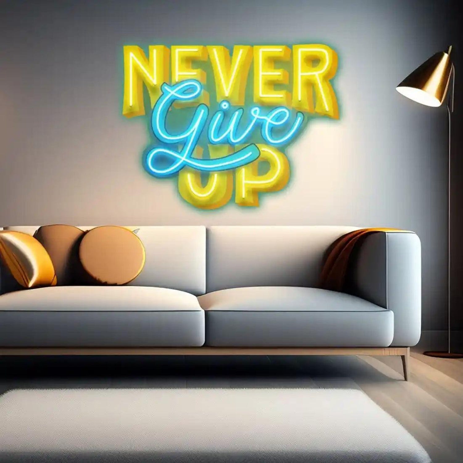 Never Give Up Bold-Slim LED Neon Sign for Modern Living Room | Shineneon