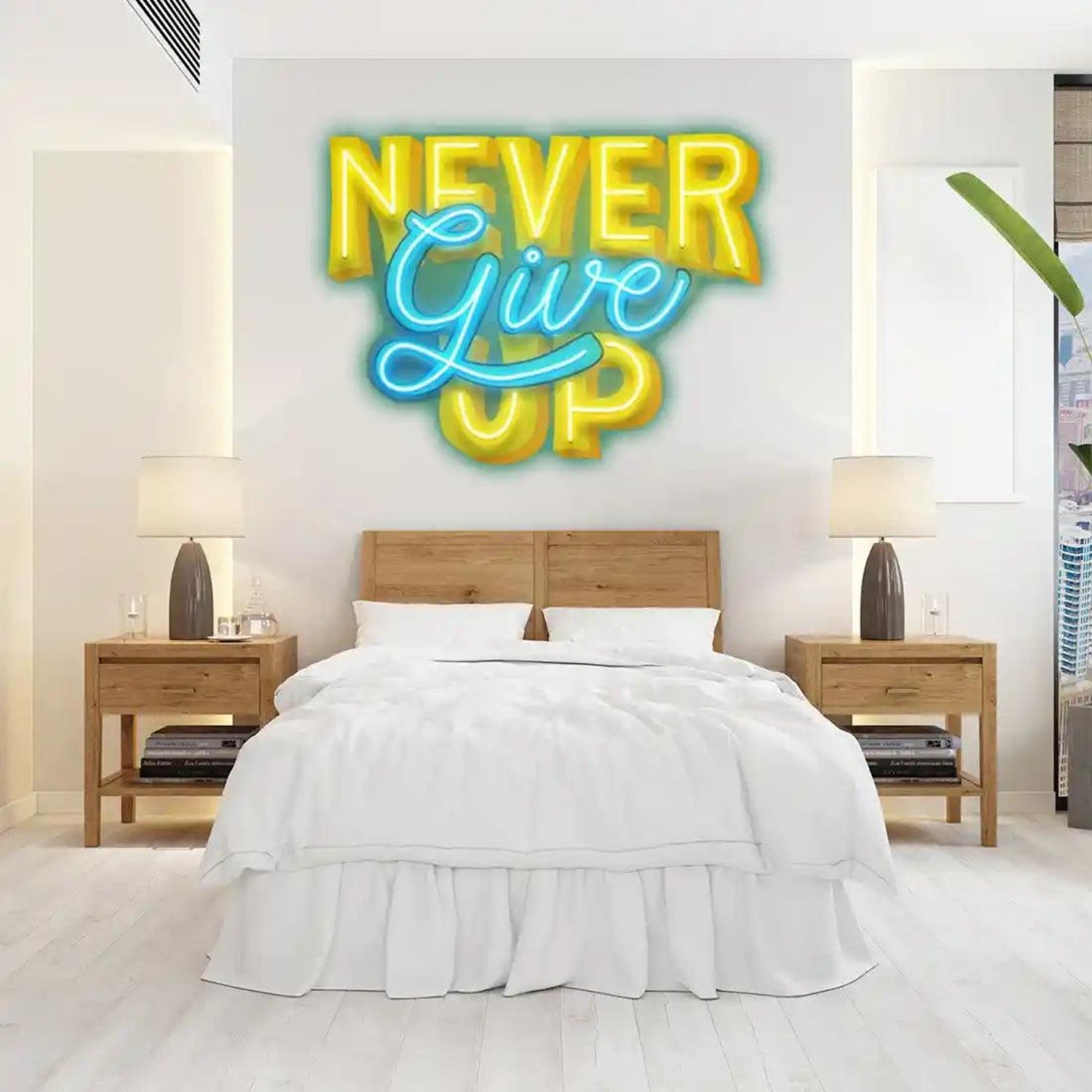 Never Give Up Bold-Slim LED Neon Sign for Modern Living Room | Shineneon