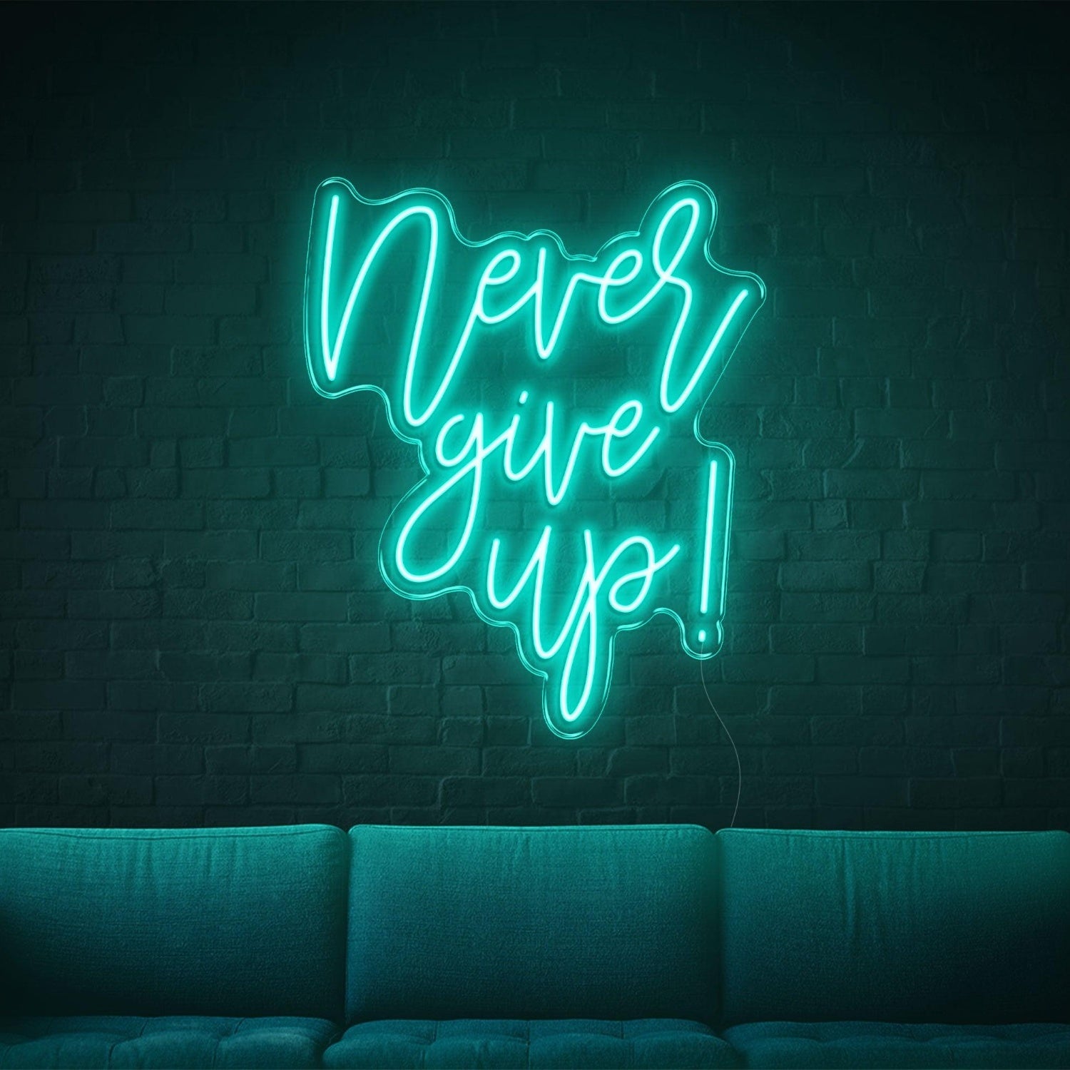 Never Give Up Warm Yellow Script Led Neon Sign For Home Studio Decor | Shineneon