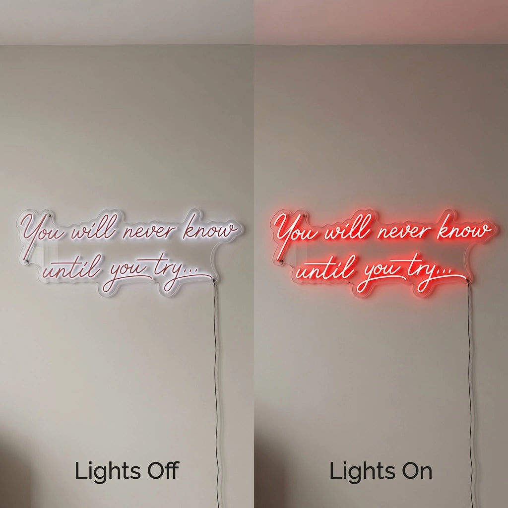 Never LED Neon Sign - 06 Day Night Comparison