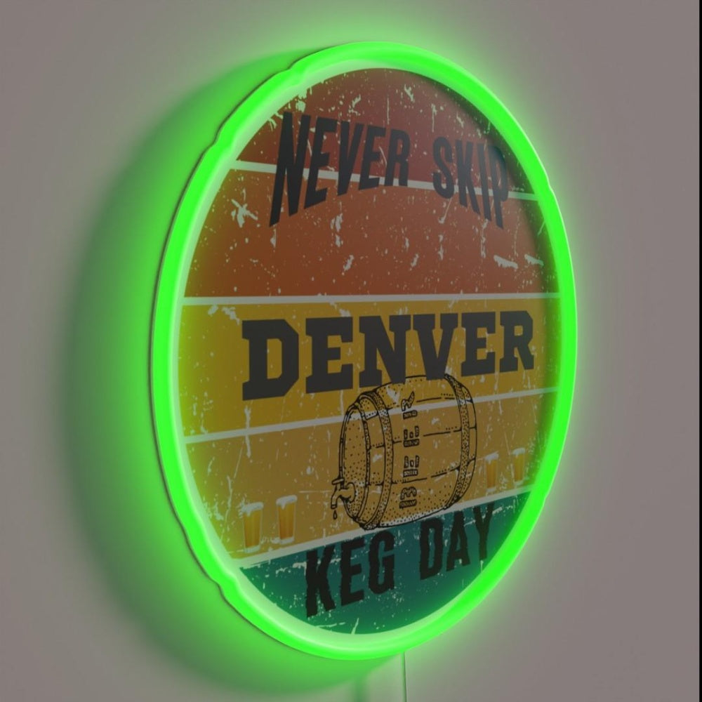 Never Skip Keg Day Rgb Led Neon Sign Bar Wall Decor