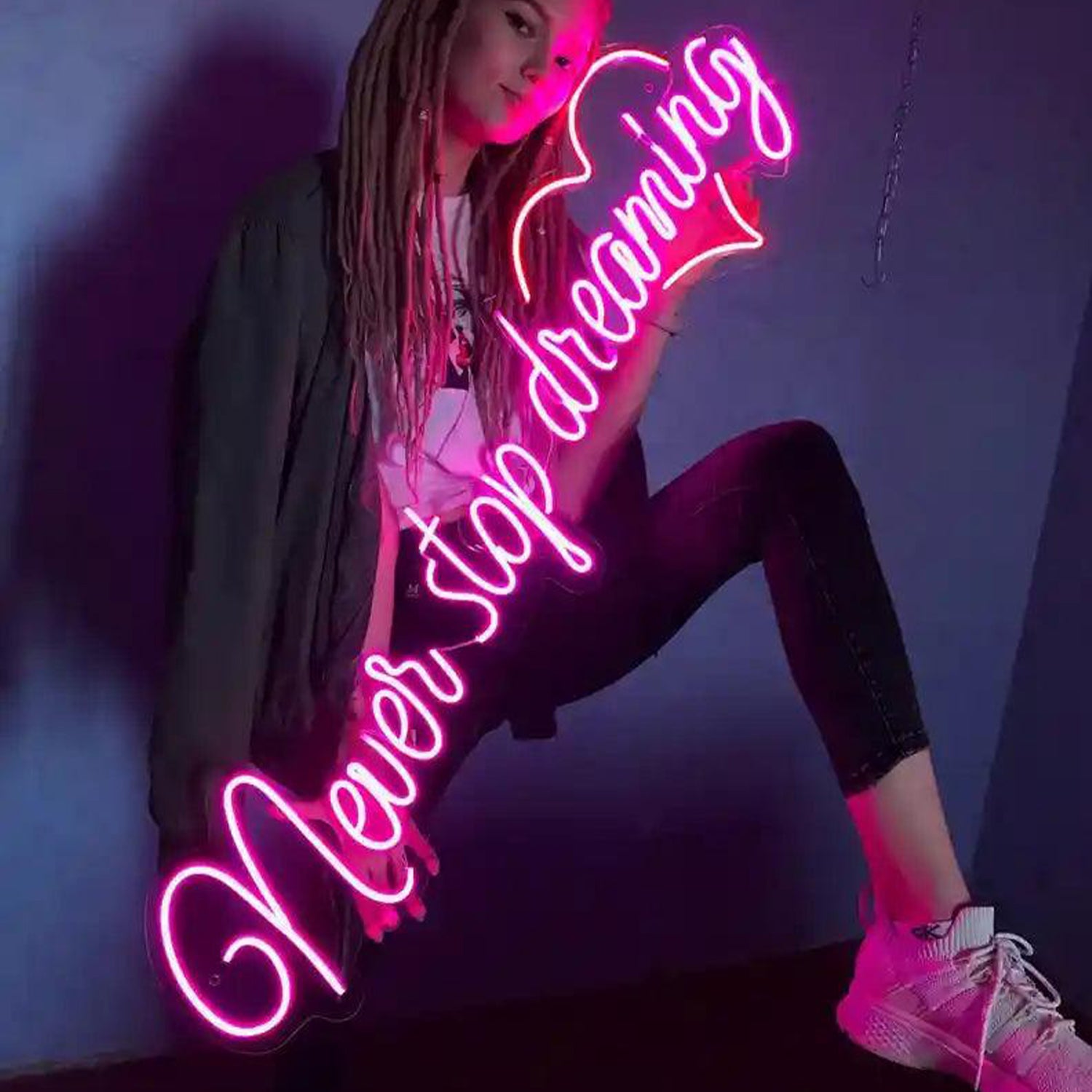 Never Stop Dreaming LED Neon Sign for Trendy Room Decor | Shineneon