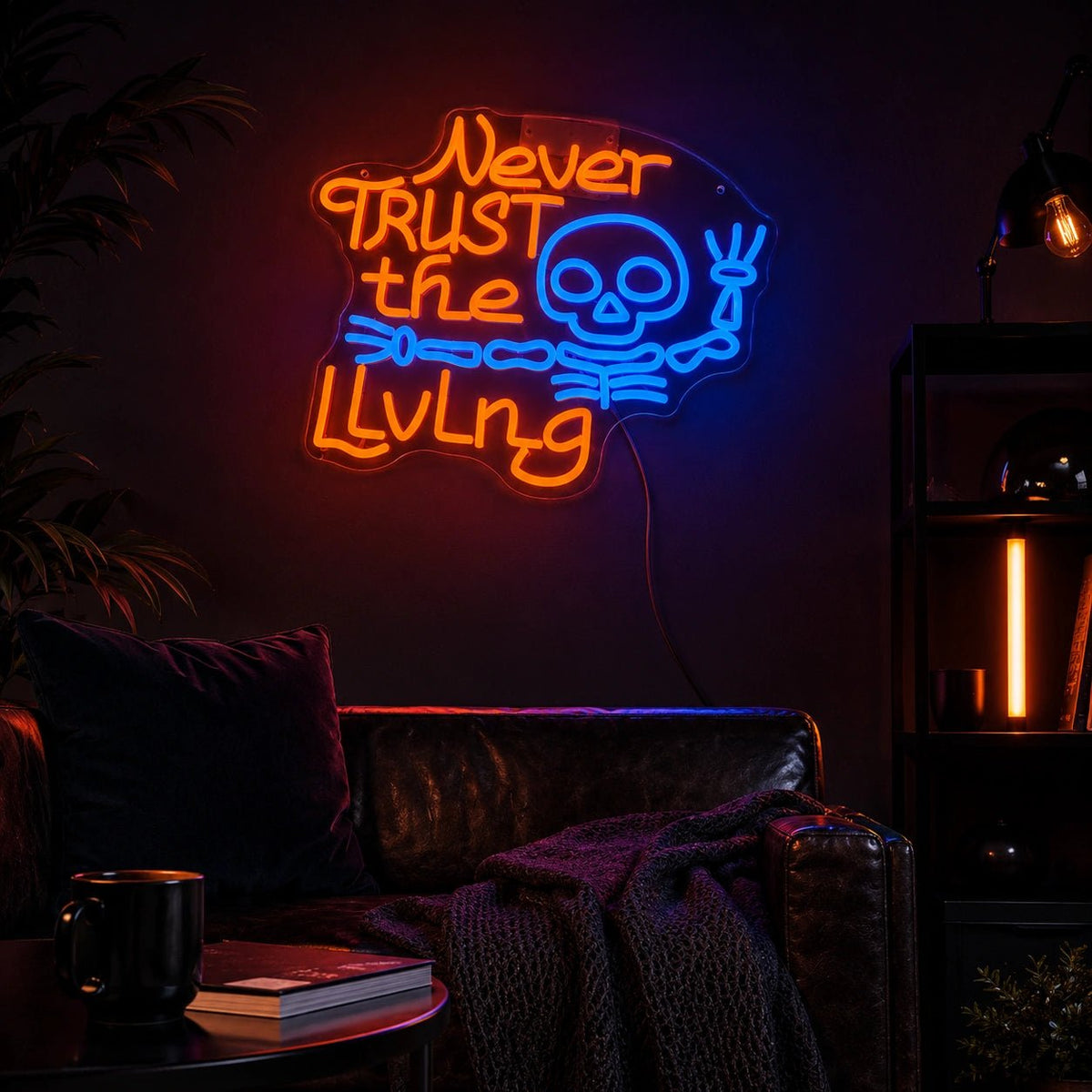 Never Trust The Living Skeleton LED Neon Sign - Shineneon
