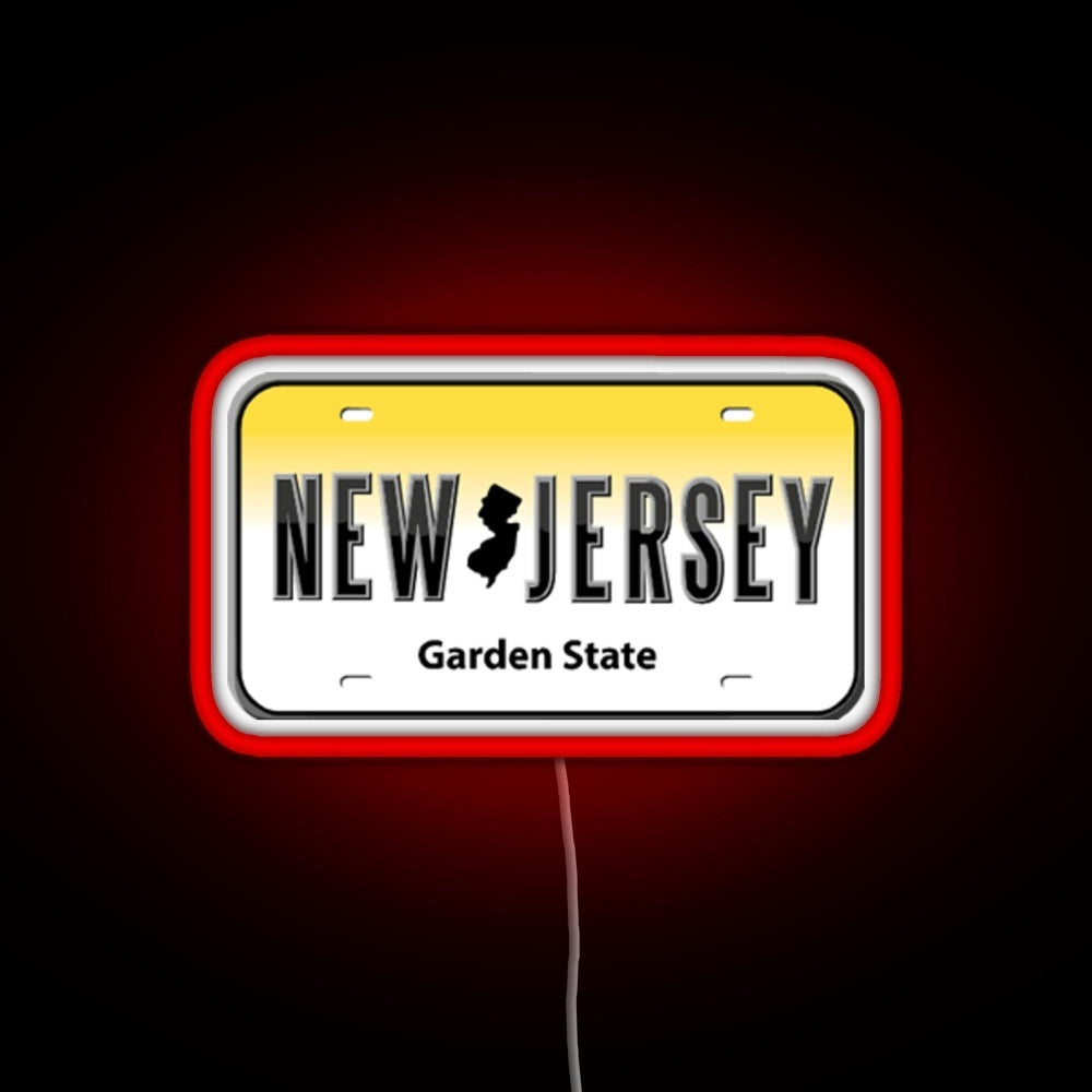 New Jersey License Plate Rgb Neon Sign