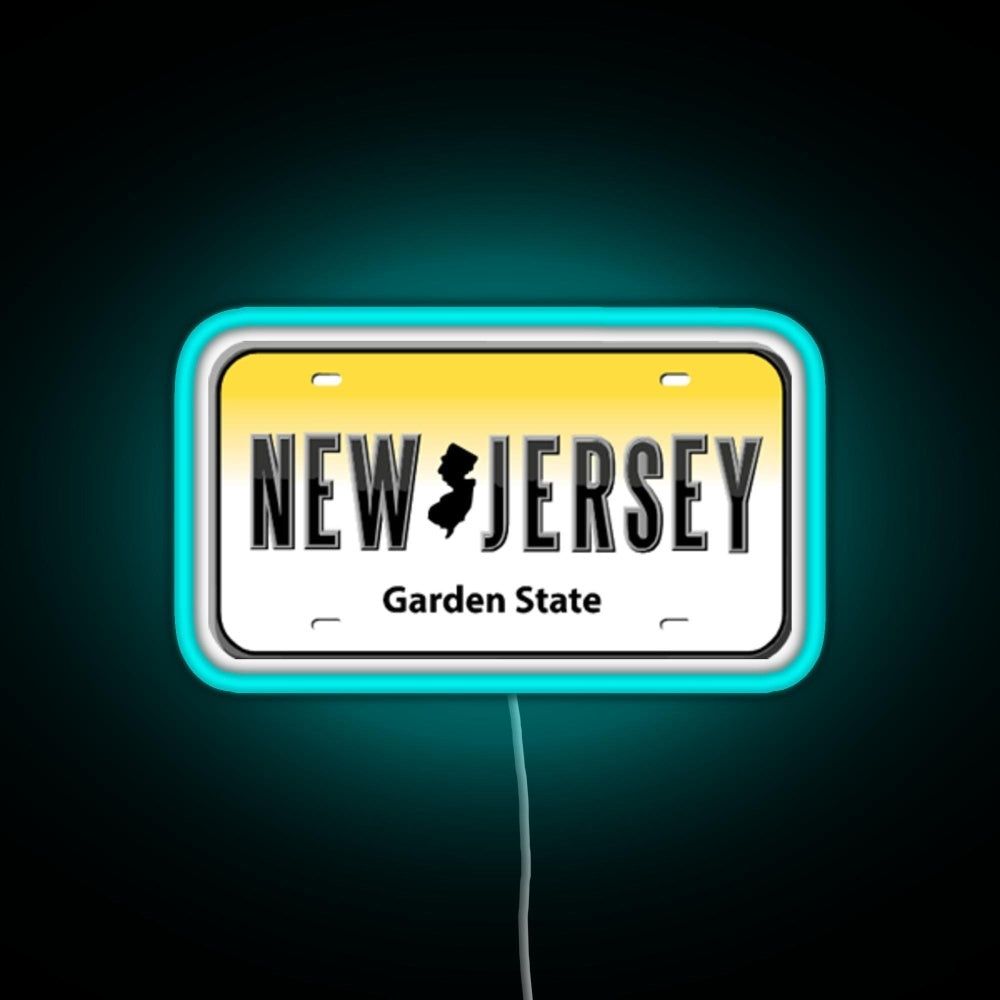 New Jersey License Plate Rgb Neon Sign