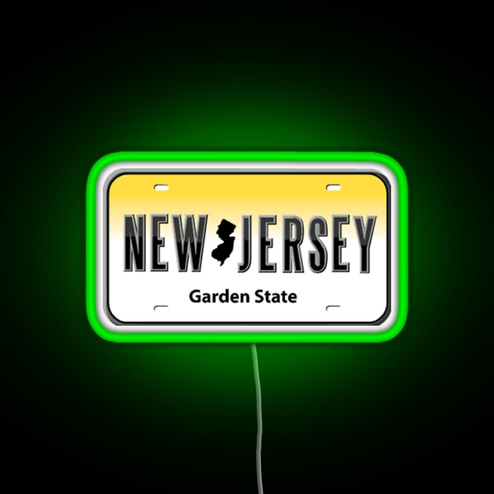 New Jersey License Plate Rgb Neon Sign