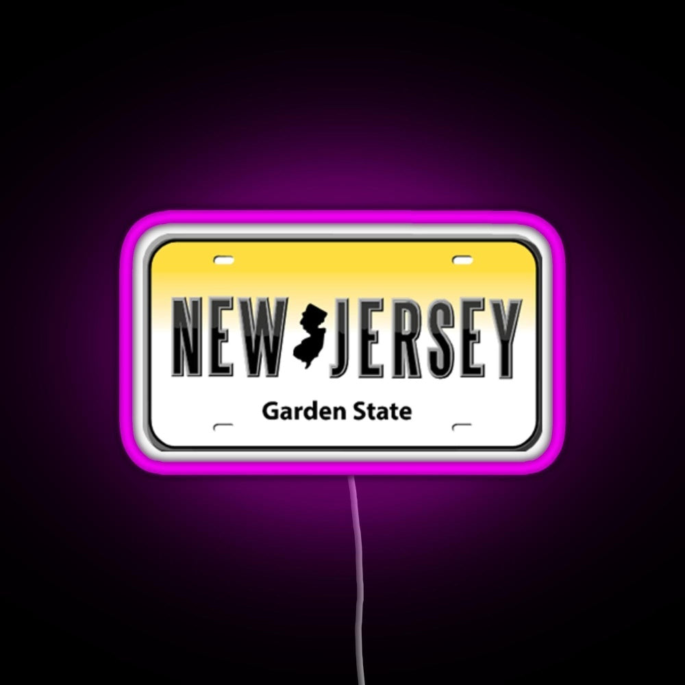 New Jersey License Plate Rgb Neon Sign
