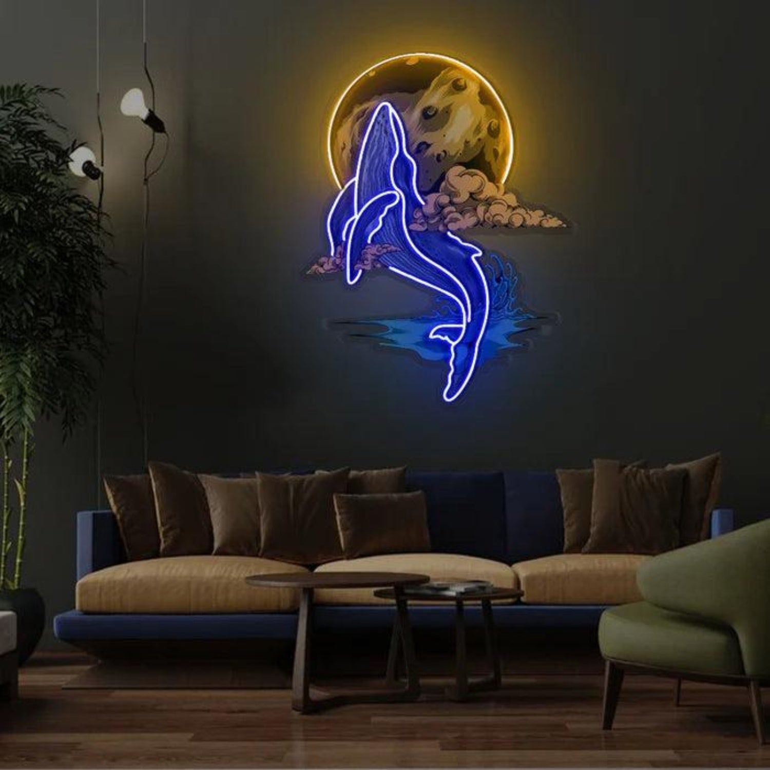 New Limits Whale Moon Waves LED Neon Sign for Home Decor | Shineneon
