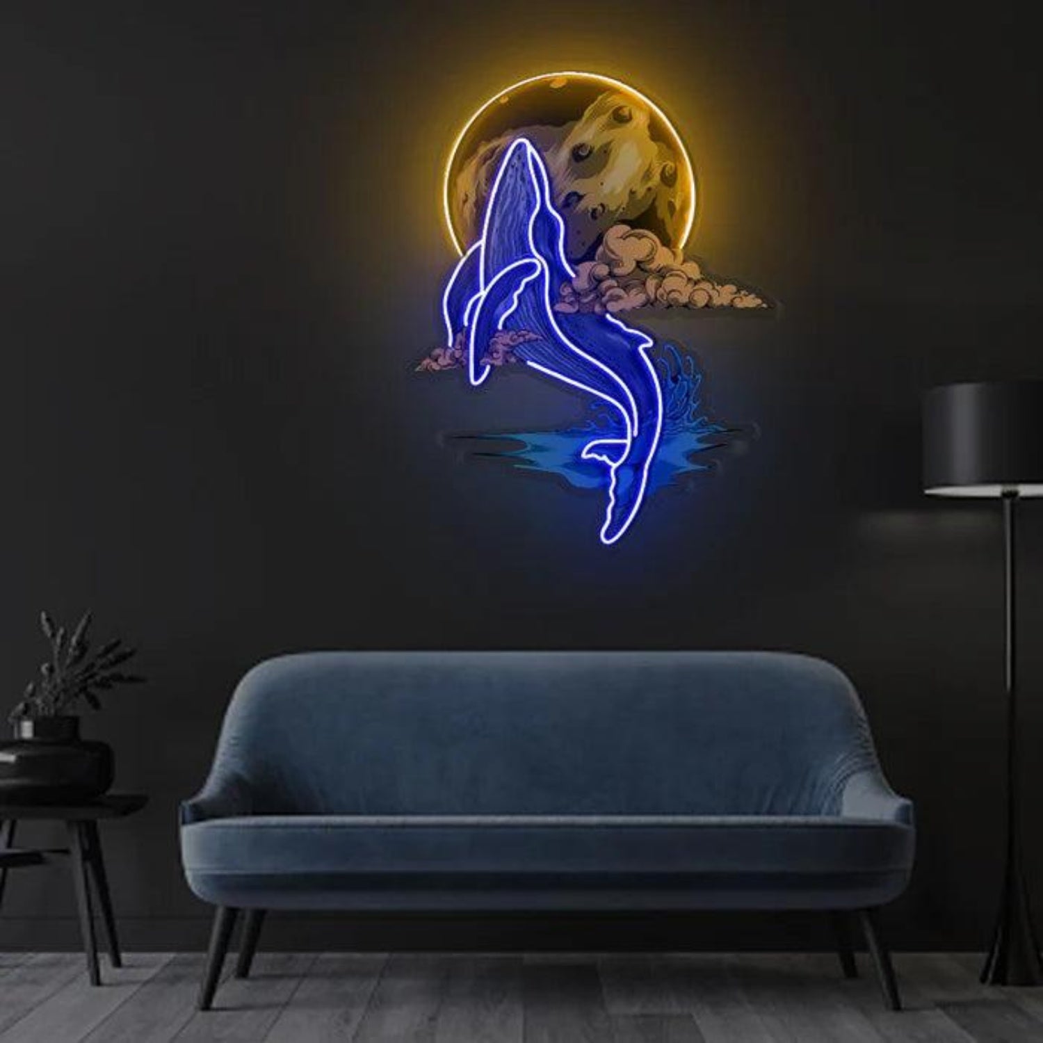 New Limits Whale Moon Waves LED Neon Sign for Home Decor | Shineneon