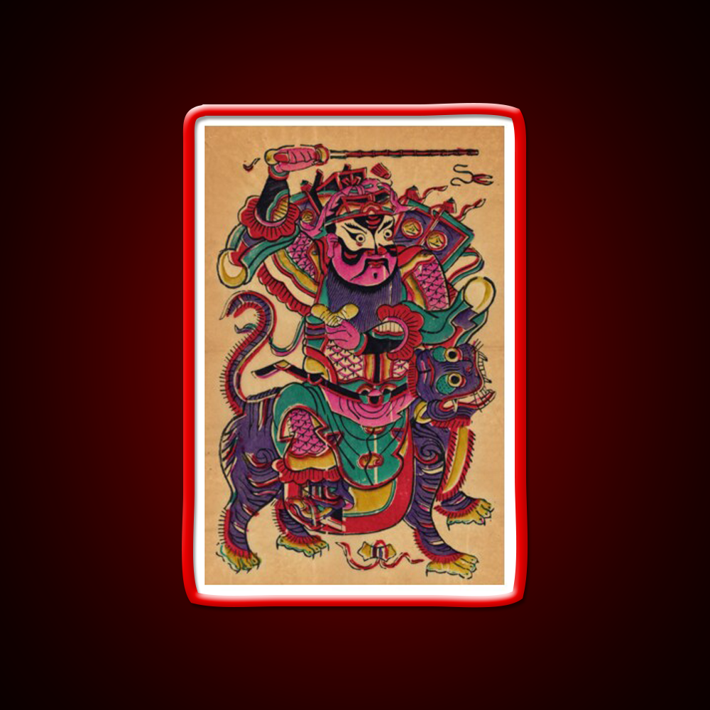 New Year Picture Of Door God Zhao Gongming Led Neon Sign Chinese Food Rgb Color