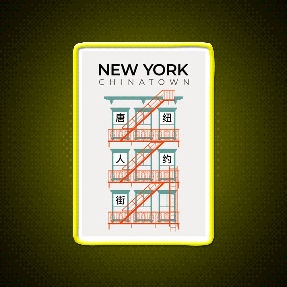 New York Chinatown Fire Escape Asian Cultural Led Neon Sign Rgb Color - Custom LED neon sign front view