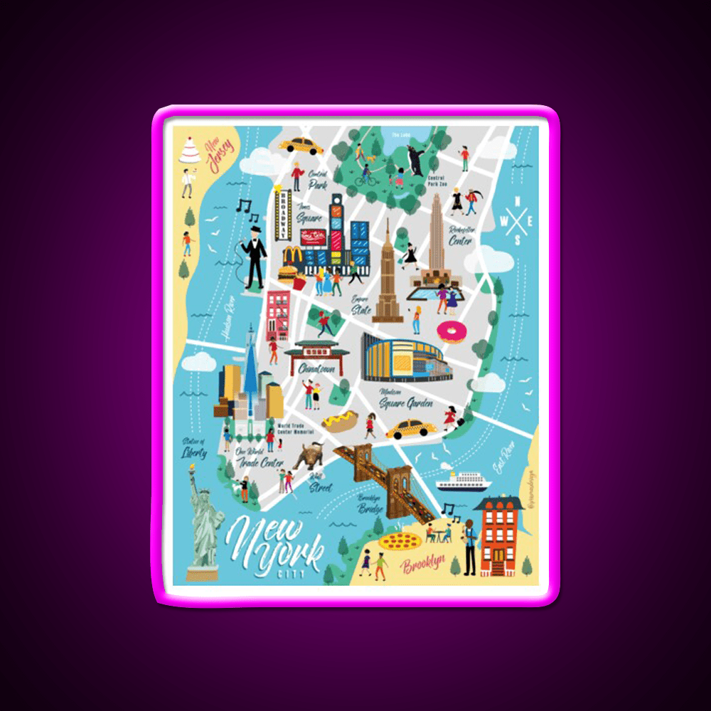 New York City Map Asian Cultural Led Neon Sign Rgb Color - Shineneon