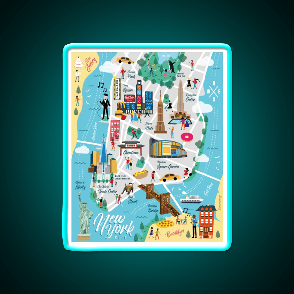 New York City Map Asian Cultural Led Neon Sign Rgb Color - Shineneon