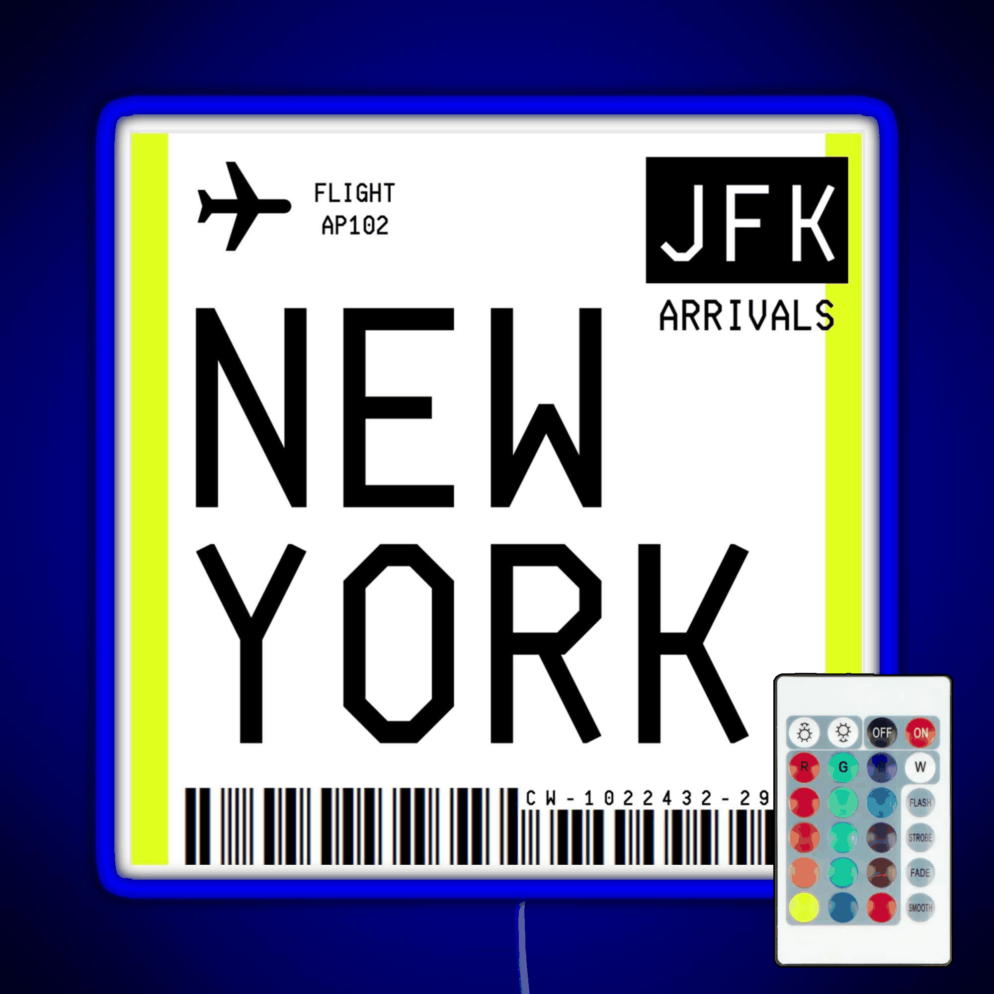 New York Mini Boarding Pass Rgb Led Neon Sign Pop Wall Art