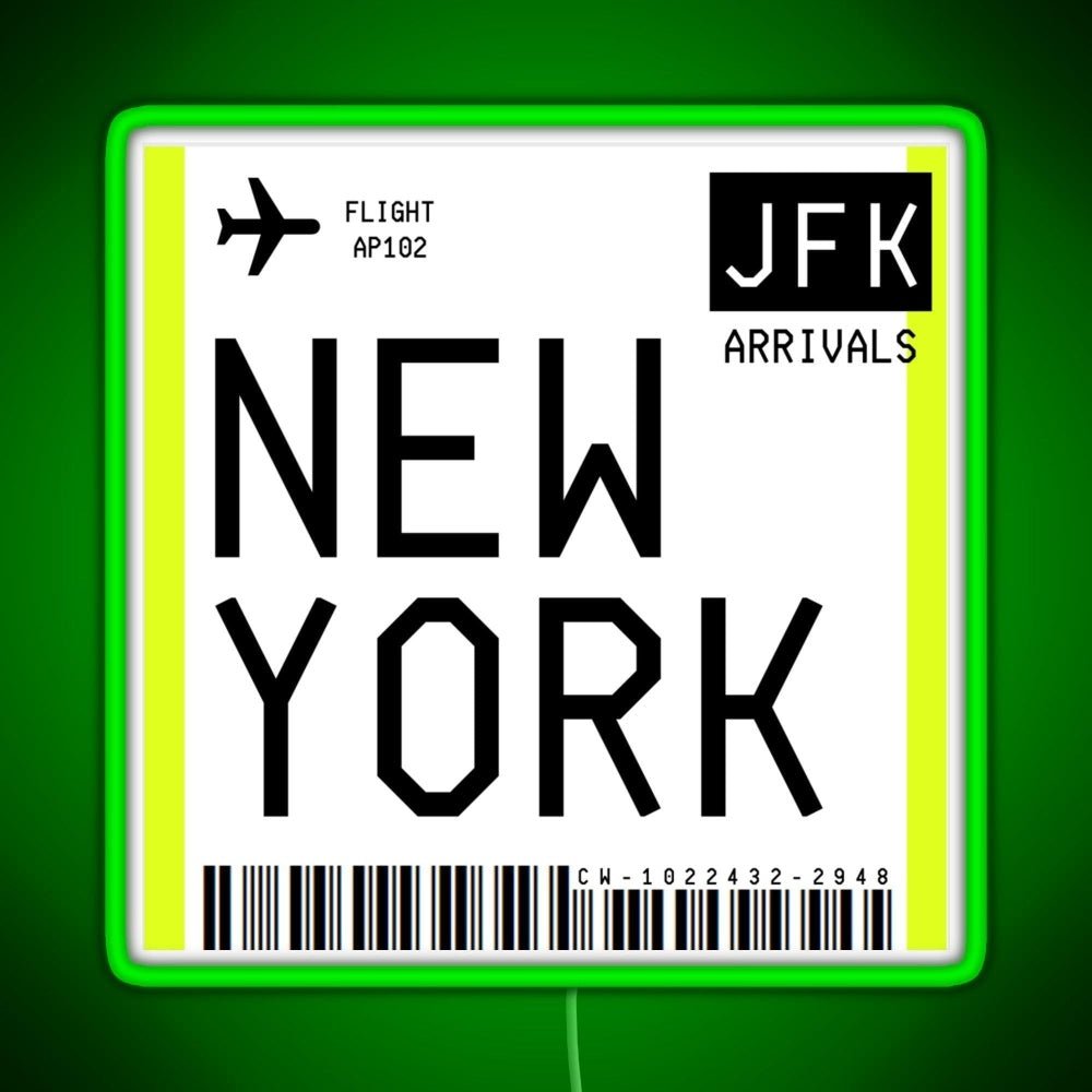 New York Mini Boarding Pass Rgb Led Neon Sign Pop Wall Art - Shineneon