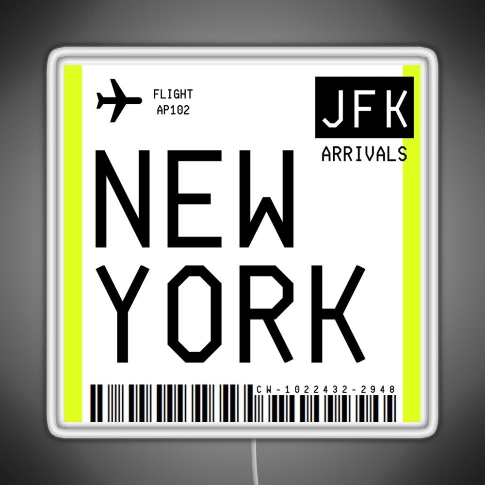New York Mini Boarding Pass Rgb Led Neon Sign Pop Wall Art - Shineneon