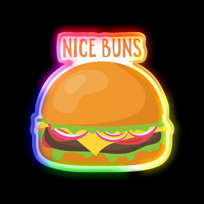 Nice Buns Fast Food Led Neon Sign For Burger Place Rgb Color