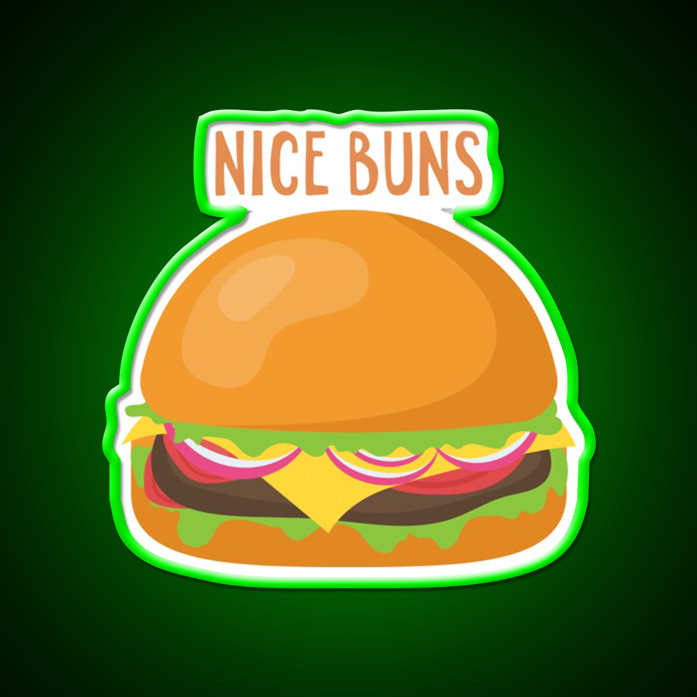 Nice Buns Fast Food Led Neon Sign For Burger Place Rgb Color