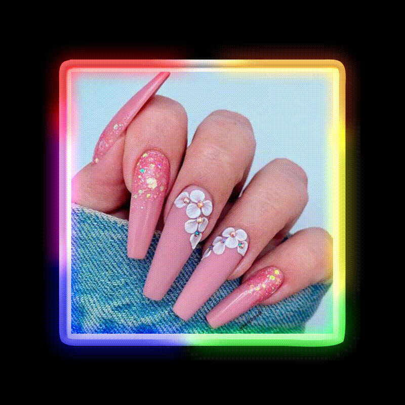 Nice Nails Designs Nail Salon Led Neon Sign Rgb Color - LED neon sign close-up detail